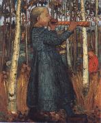 Paula Modersohn-Becker Trumpeting Gril in a Birch Wood France oil painting artist